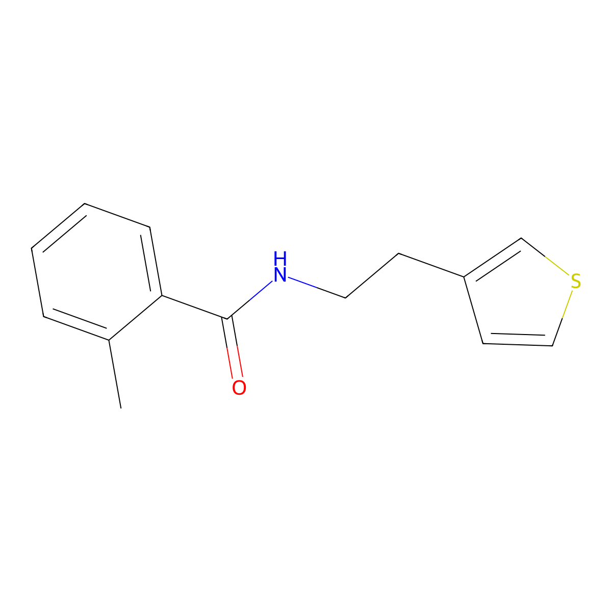 2-methyl-N-[2-(thiophen-3-yl)ethyl]benzamide molecular structure, CAS 1058195-87-1