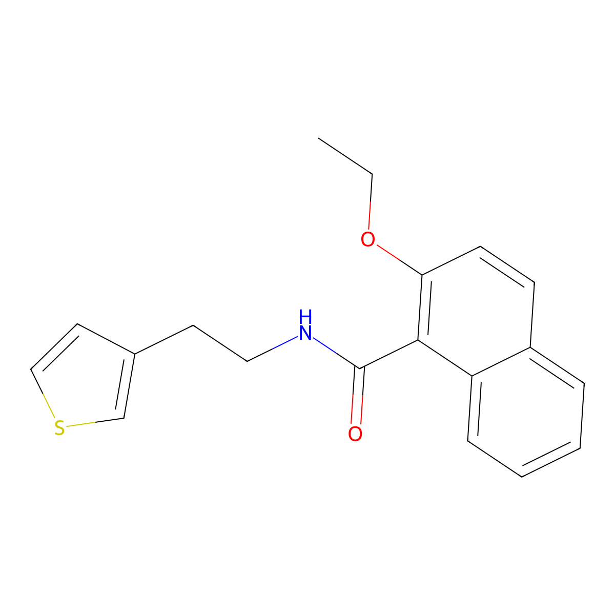 2-ethoxy-N-(2-(thiophen-3-yl)ethyl)-1-naphthamide molecular structure, CAS 1058195-92-8