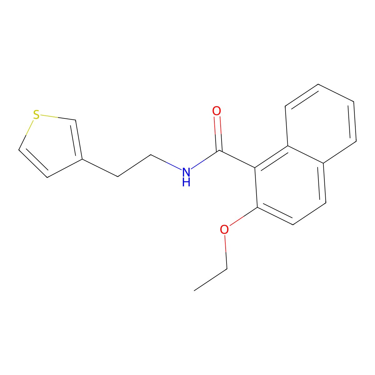 2-ethoxy-N-(2-(thiophen-3-yl)ethyl)-1-naphthamide molecular structure, CAS 1058195-92-8