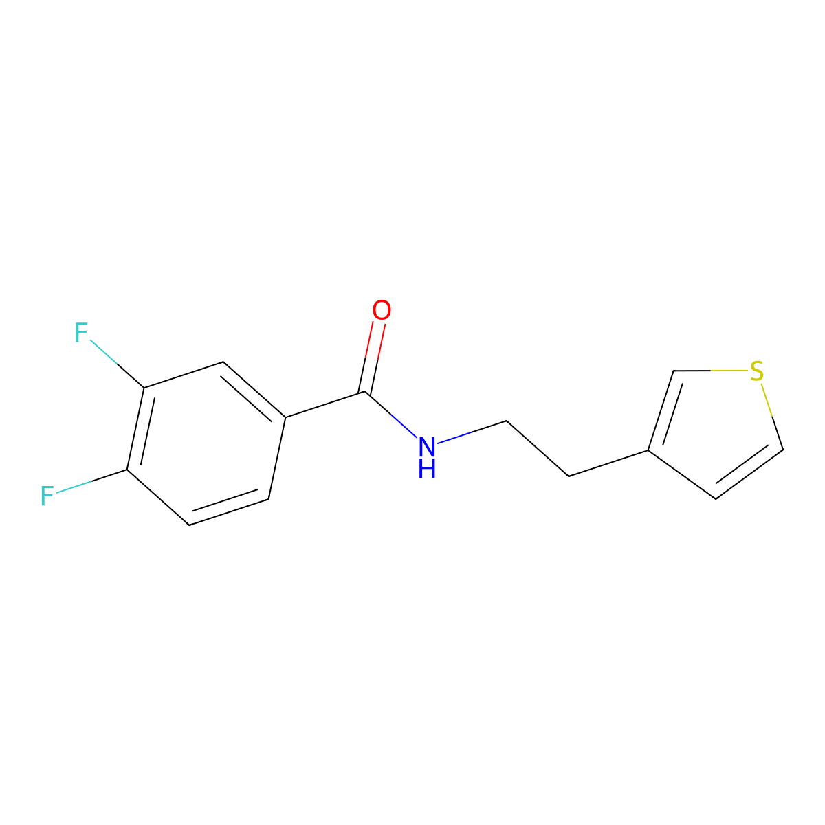 3,4-difluoro-N-[2-(thiophen-3-yl)ethyl]benzamide molecular structure, CAS 1058196-06-7