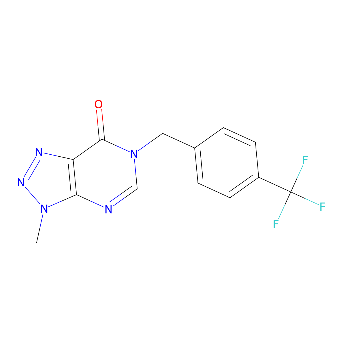 3-methyl-6-{[4-(trifluoromethyl)phenyl]methyl}-3H,6H,7H-[1,2,3]triazolo[4,5-d]pyrimidin-7-one molecular structure, CAS 1058197-28-6