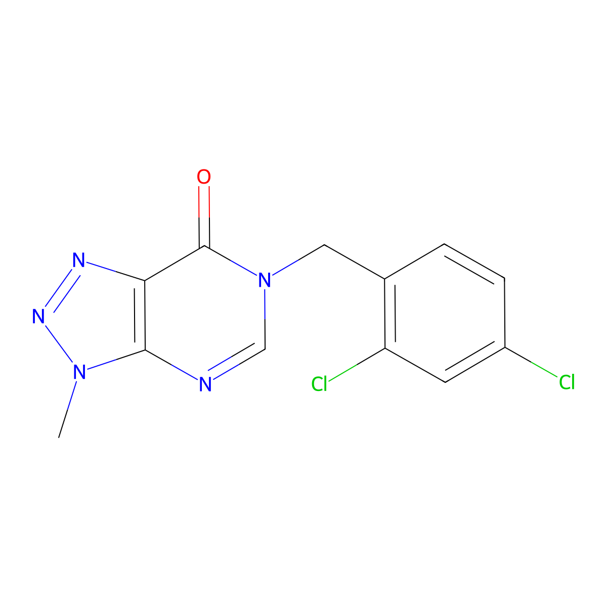 6-[(2,4-dichlorophenyl)methyl]-3-methyl-3H,6H,7H-[1,2,3]triazolo[4,5-d]pyrimidin-7-one molecular structure, CAS 1058197-30-0