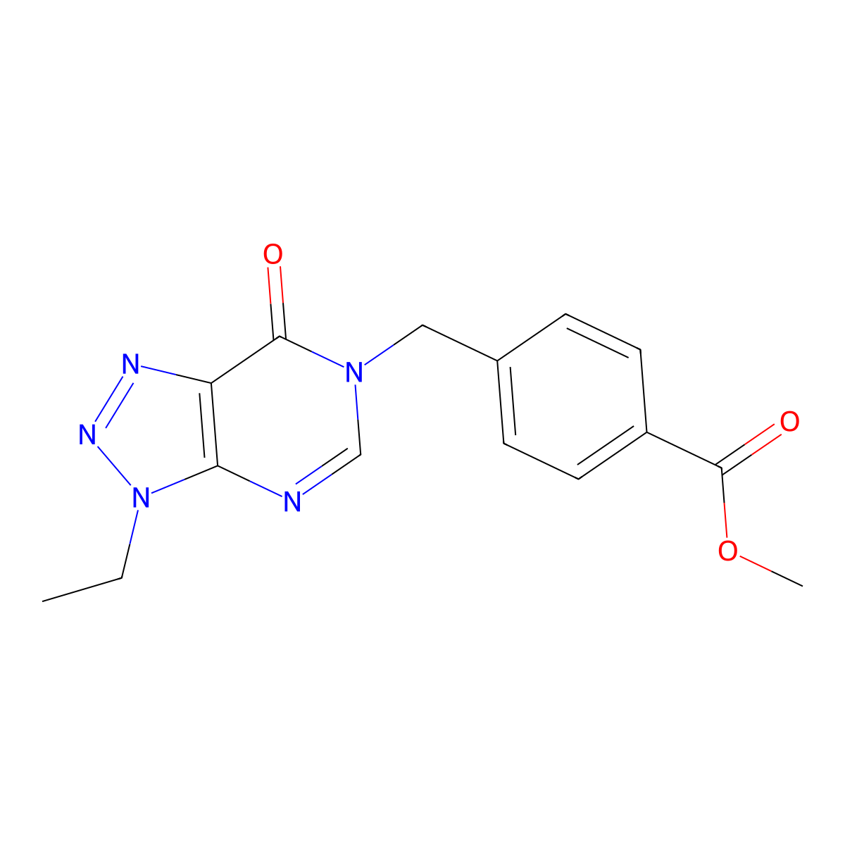 methyl 4-({3-ethyl-7-oxo-3H,6H,7H-[1,2,3]triazolo[4,5-d]pyrimidin-6-yl}methyl)benzoate molecular structure, CAS 1058197-62-8