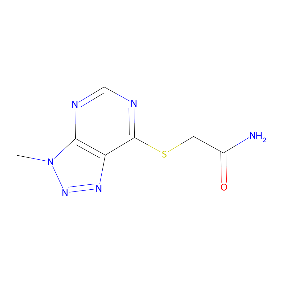 2-({3-methyl-3H-[1,2,3]triazolo[4,5-d]pyrimidin-7-yl}sulfanyl)acetamide molecular structure, CAS 1058197-68-4