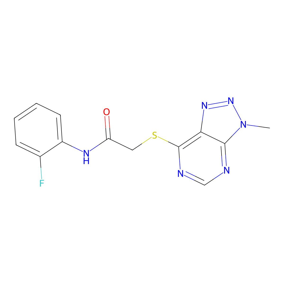 N-(2-fluorophenyl)-2-((3-methyl-3H-[1,2,3]triazolo[4,5-d]pyrimidin-7-yl)thio)acetamide molecular structure, CAS 1058197-72-0