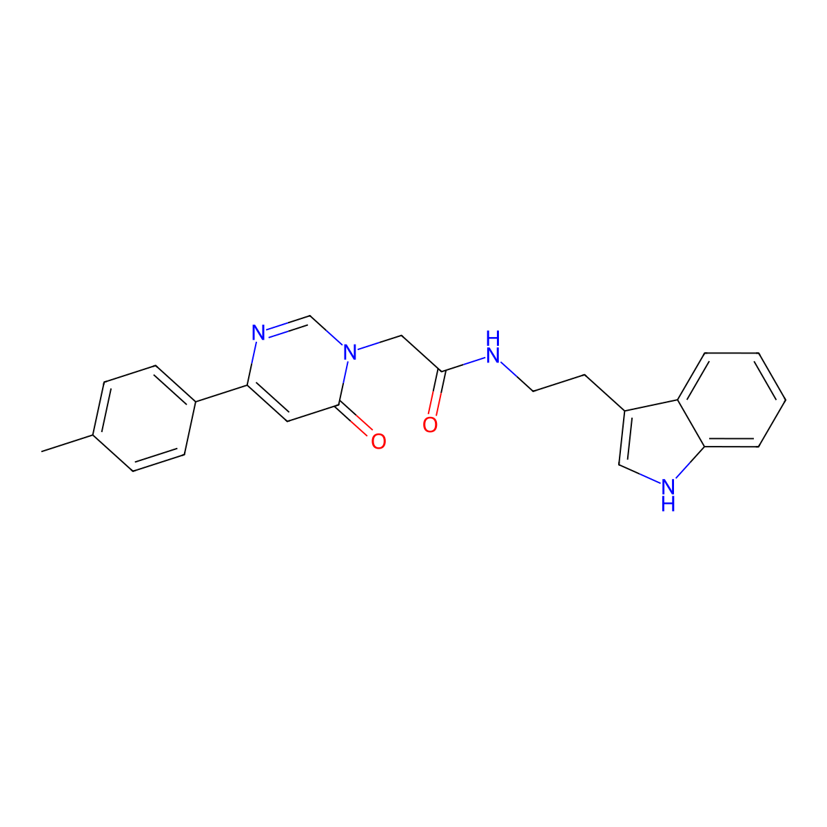 N-[2-(1H-indol-3-yl)ethyl]-2-[4-(4-methylphenyl)-6-oxo-1,6-dihydropyrimidin-1-yl]acetamide molecular structure, CAS 1058197-94-6