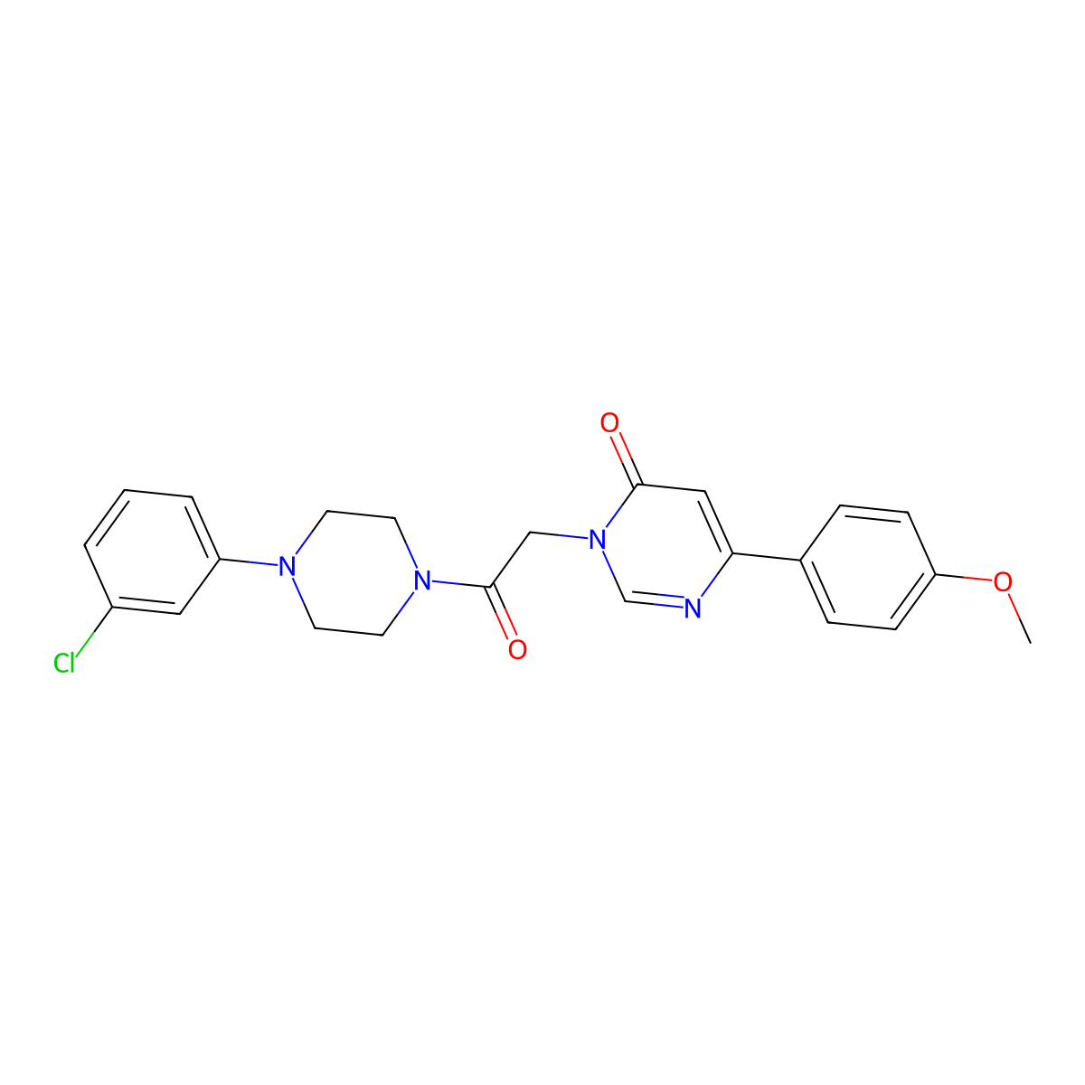 3-{2-[4-(3-Chlorophenyl)piperazin-1-yl]-2-oxoethyl}-6-(4-methoxyphenyl)-3,4-dihydropyrimidin-4-one molecular structure, CAS 1058198-00-7
