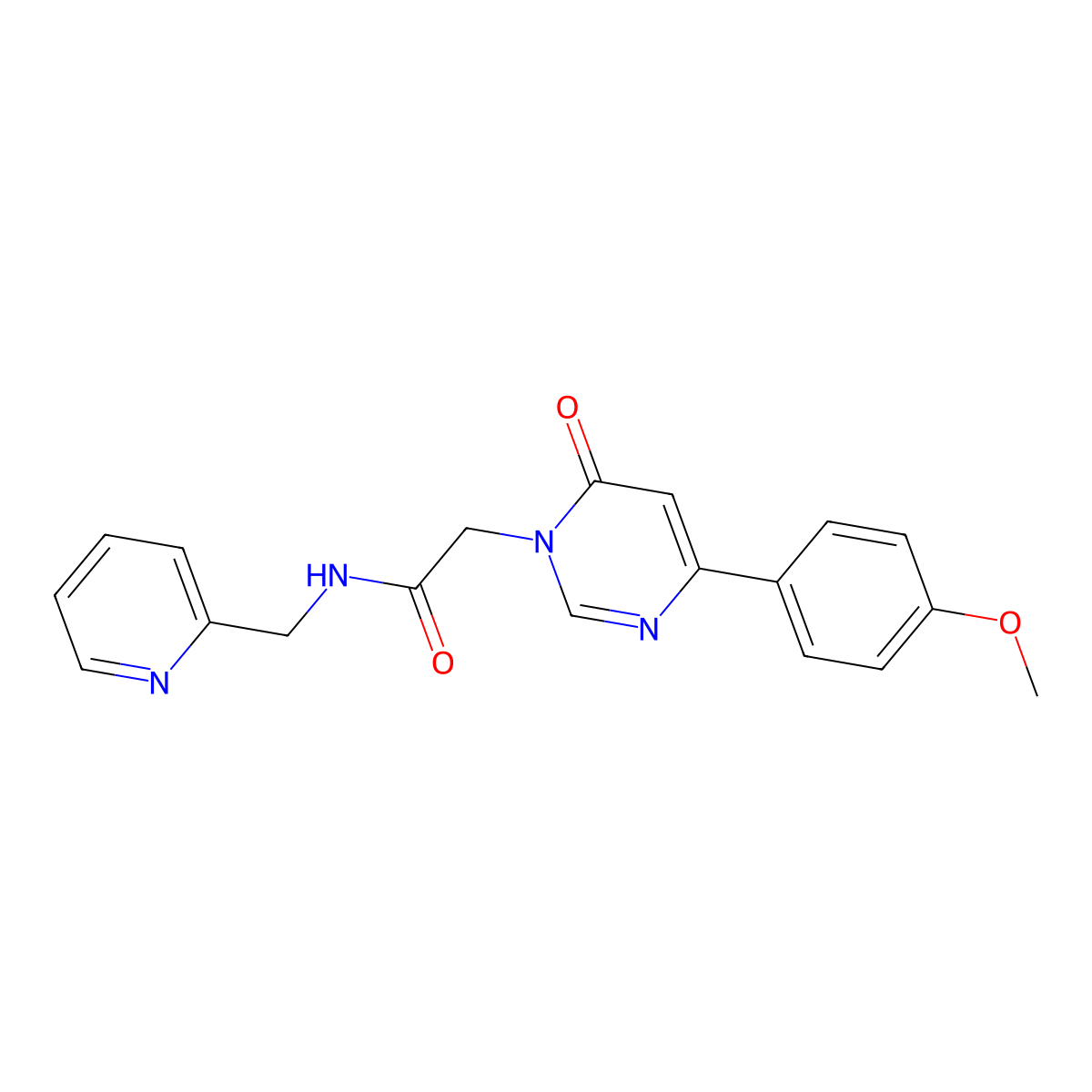 2-[4-(4-methoxyphenyl)-6-oxo-1,6-dihydropyrimidin-1-yl]-N-[(pyridin-2-yl)methyl]acetamide molecular structure, CAS 1058198-03-0