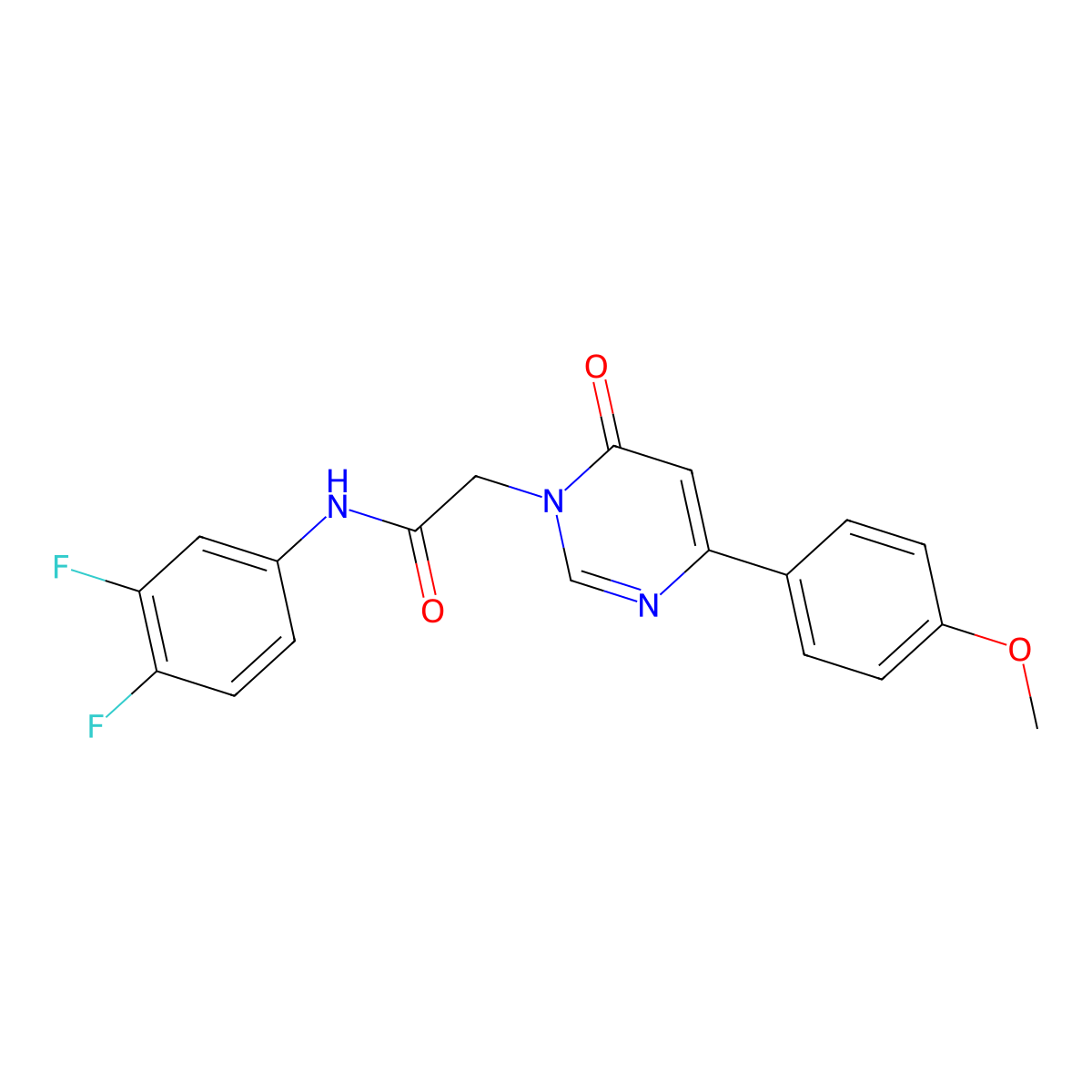 N-(3,4-difluorophenyl)-2-(4-(4-methoxyphenyl)-6-oxopyrimidin-1(6H)-yl)acetamide molecular structure, CAS 1058198-05-2