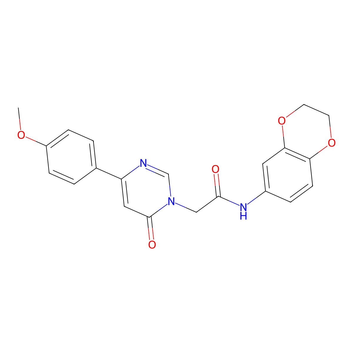 N-(2,3-dihydro-1,4-benzodioxin-6-yl)-2-[4-(4-methoxyphenyl)-6-oxo-1,6-dihydropyrimidin-1-yl]acetamide molecular structure, CAS 1058198-07-4