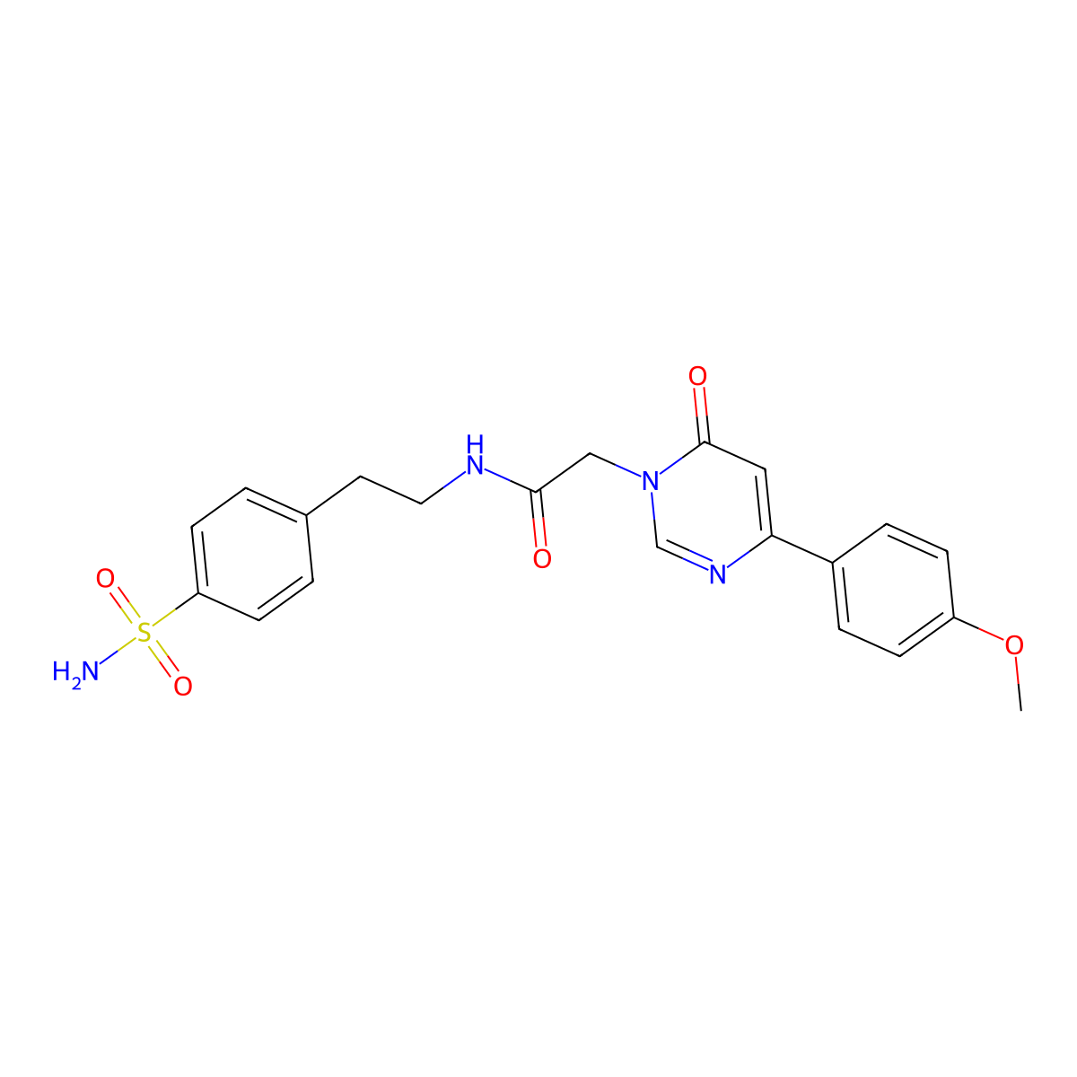 2-[4-(4-methoxyphenyl)-6-oxo-1,6-dihydropyrimidin-1-yl]-N-[2-(4-sulfamoylphenyl)ethyl]acetamide molecular structure, CAS 1058198-54-1
