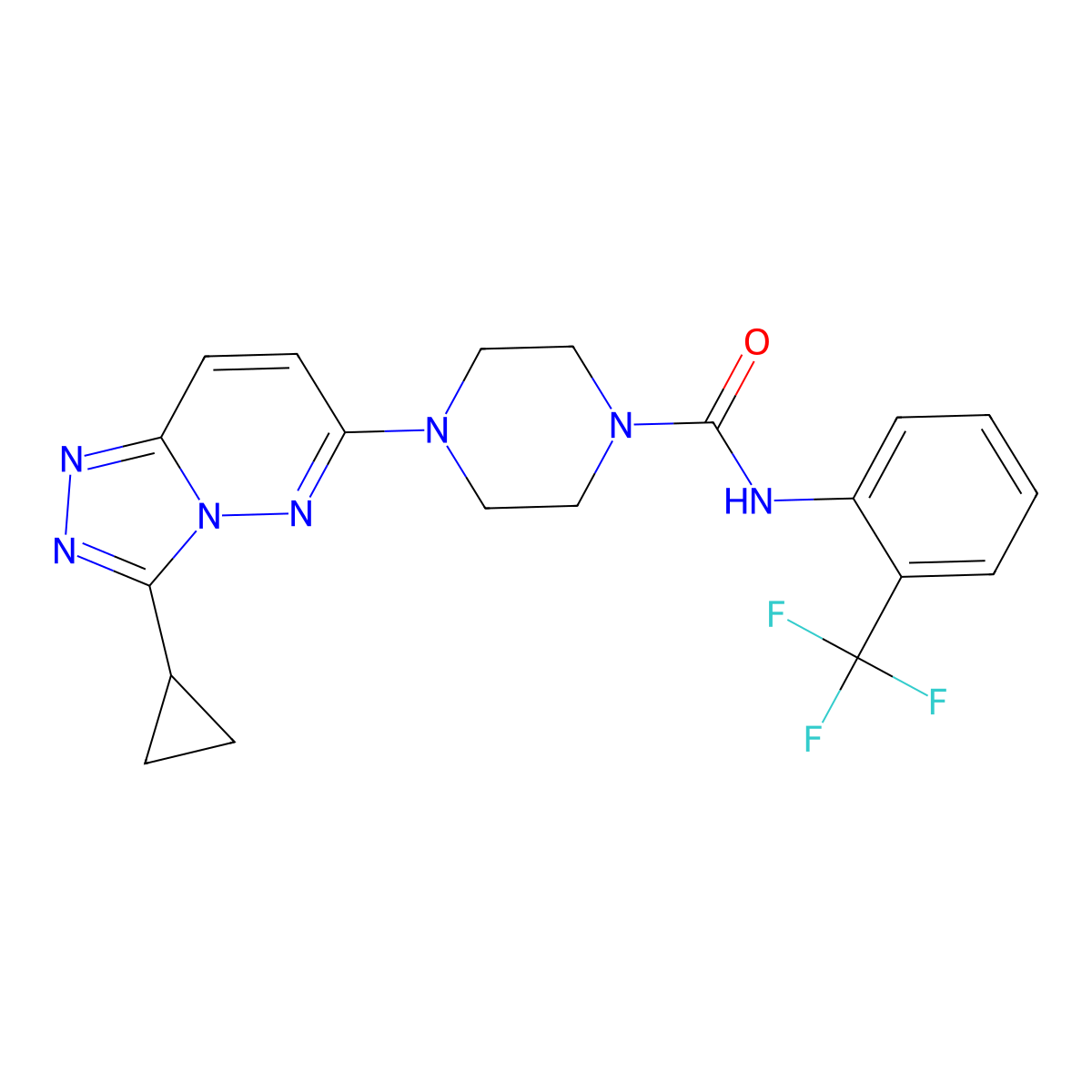 4-{3-cyclopropyl-[1,2,4]triazolo[4,3-b]pyridazin-6-yl}-N-[2-(trifluoromethyl)phenyl]piperazine-1-carboxamide molecular structure, CAS 1058200-40-0