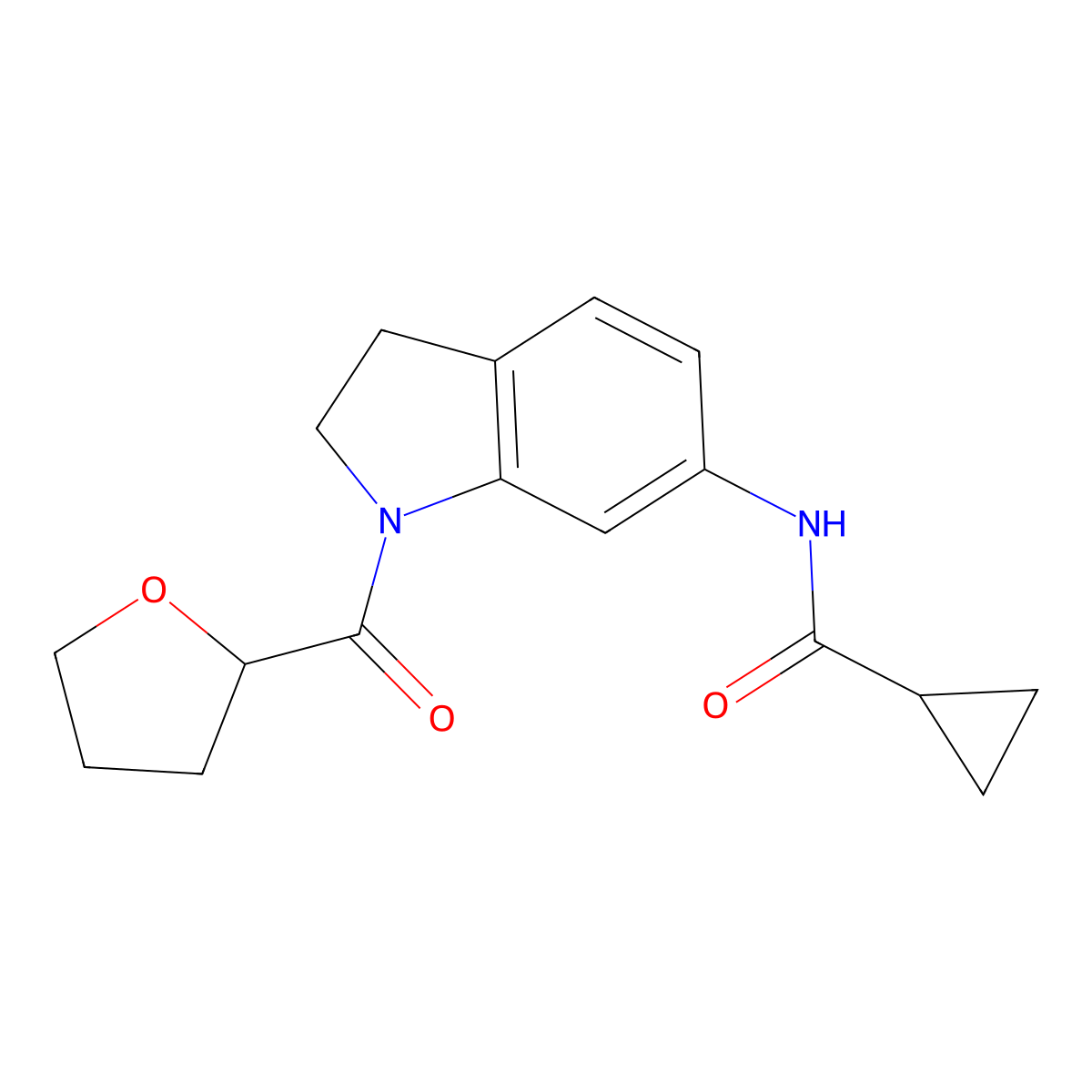N-(1-(tetrahydrofuran-2-carbonyl)indolin-6-yl)cyclopropanecarboxamide molecular structure, CAS 1058202-50-8