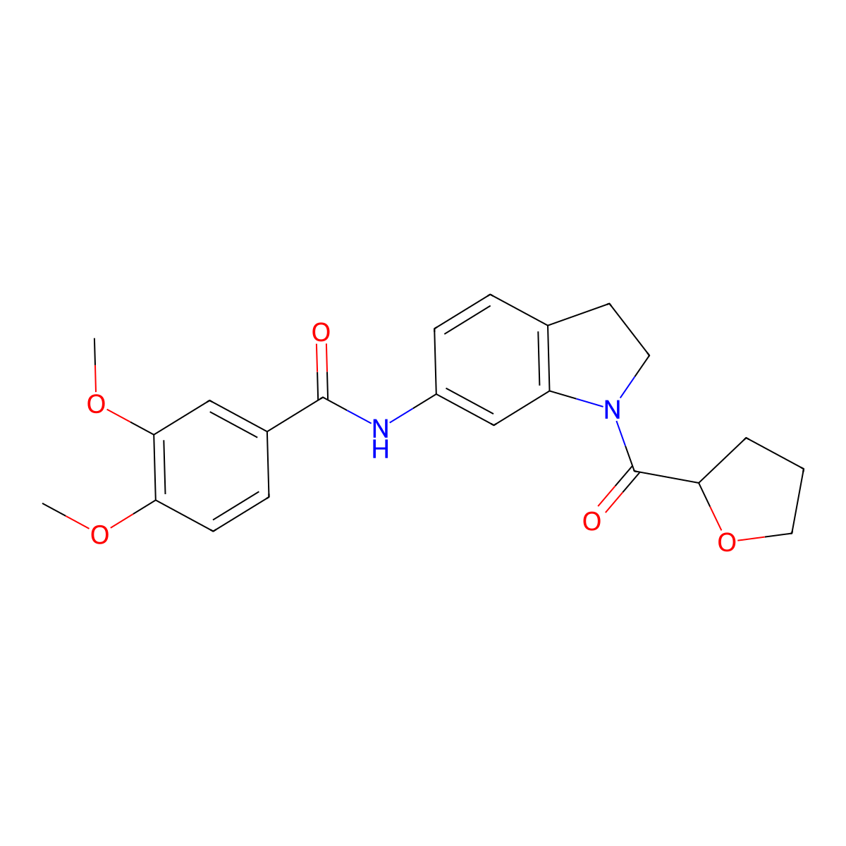 3,4-dimethoxy-N-(1-(tetrahydrofuran-2-carbonyl)indolin-6-yl)benzamide molecular structure, CAS 1058202-67-7