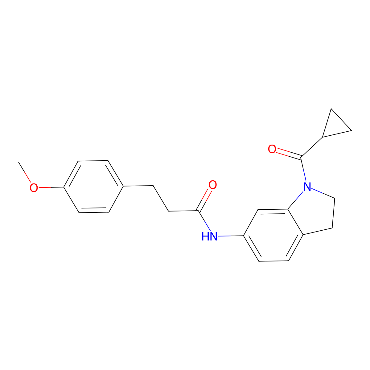 N-(1-cyclopropanecarbonyl-2,3-dihydro-1H-indol-6-yl)-3-(4-methoxyphenyl)propanamide molecular structure, CAS 1058203-30-7
