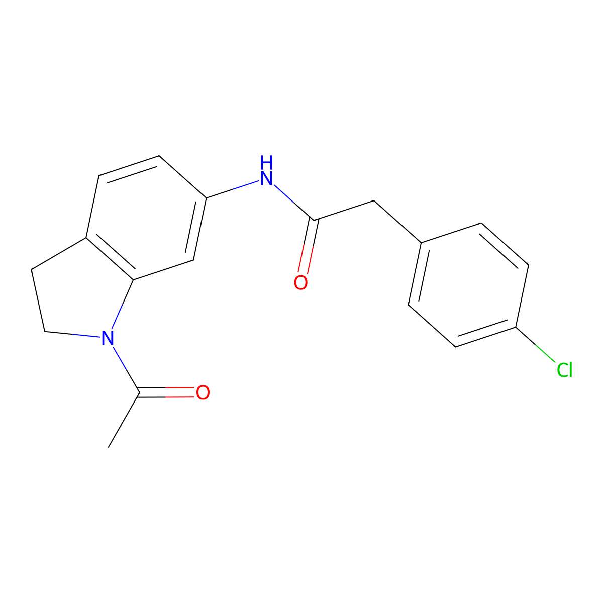N-(1-acetylindolin-6-yl)-2-(4-chlorophenyl)acetamide molecular structure, CAS 1058203-56-7