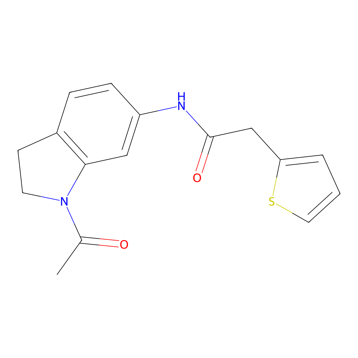 N-(1-acetylindolin-6-yl)-2-(thiophen-2-yl)acetamide molecular structure, CAS 1058203-60-3