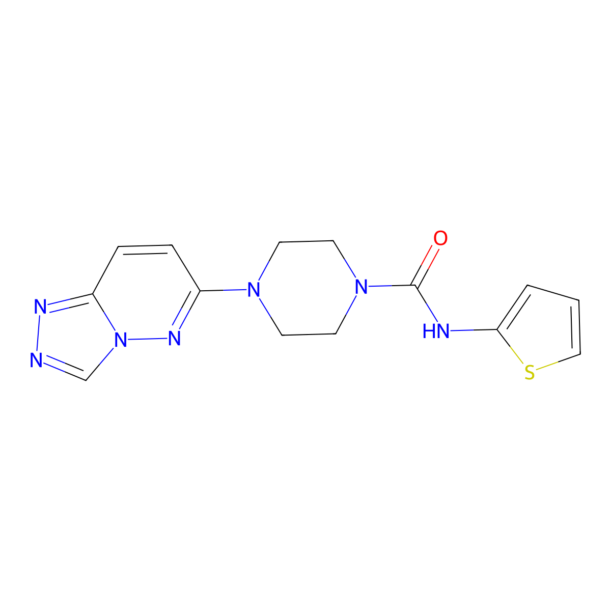 4-([1,2,4]triazolo[4,3-b]pyridazin-6-yl)-N-(thiophen-2-yl)piperazine-1-carboxamide molecular structure, CAS 1058204-64-0