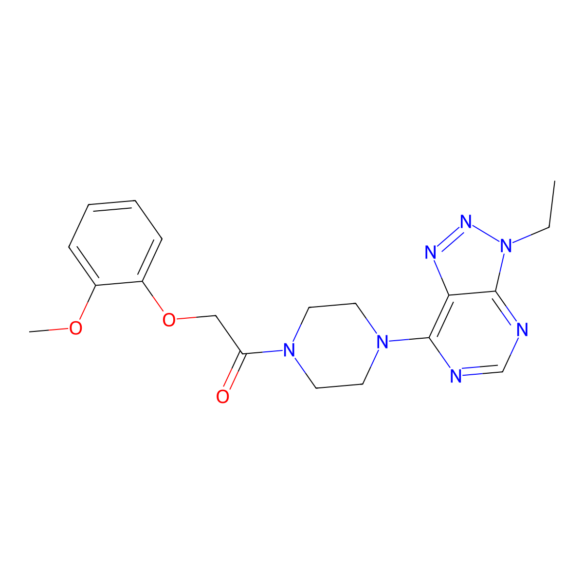 1-(4-{3-ethyl-3H-[1,2,3]triazolo[4,5-d]pyrimidin-7-yl}piperazin-1-yl)-2-(2-methoxyphenoxy)ethan-1-one molecular structure, CAS 1058205-00-7