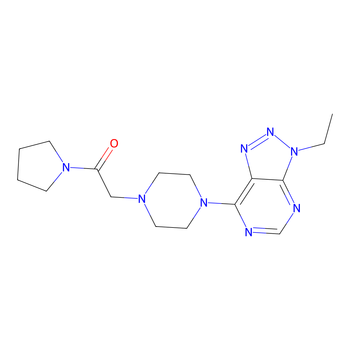2-(4-{3-ethyl-3H-[1,2,3]triazolo[4,5-d]pyrimidin-7-yl}piperazin-1-yl)-1-(pyrrolidin-1-yl)ethan-1-one molecular structure, CAS 1058205-39-2