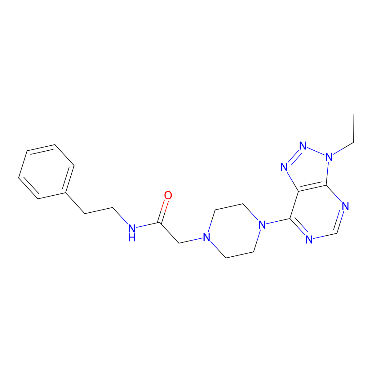 2-(4-{3-ethyl-3H-[1,2,3]triazolo[4,5-d]pyrimidin-7-yl}piperazin-1-yl)-N-(2-phenylethyl)acetamide molecular structure, CAS 1058205-55-2