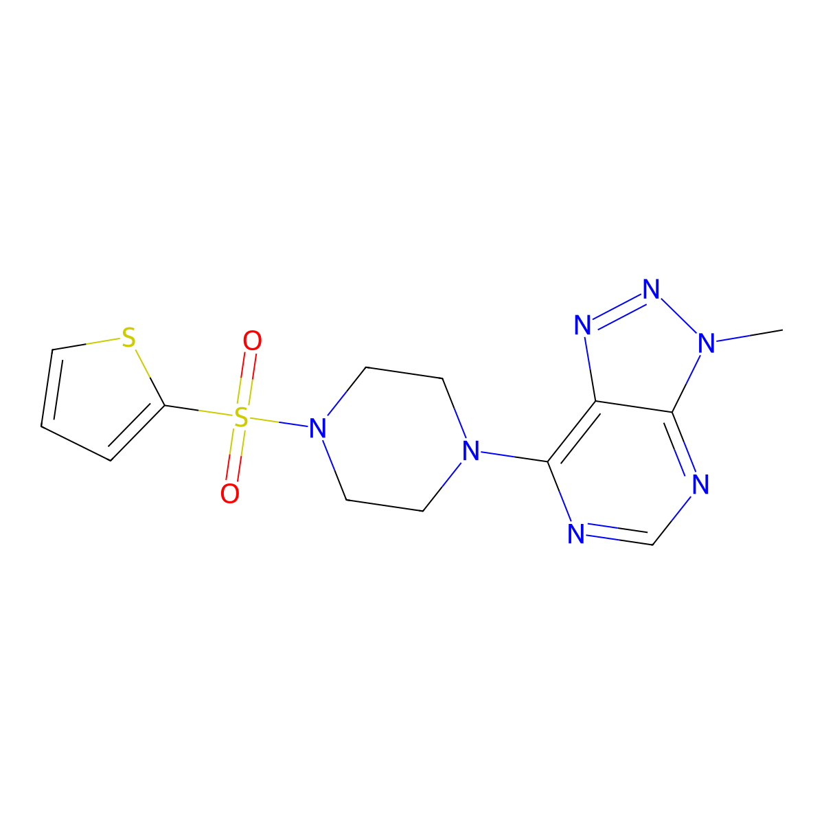 3-methyl-7-(4-(thiophen-2-ylsulfonyl)piperazin-1-yl)-3H-[1,2,3]triazolo[4,5-d]pyrimidine molecular structure, CAS 1058205-63-2