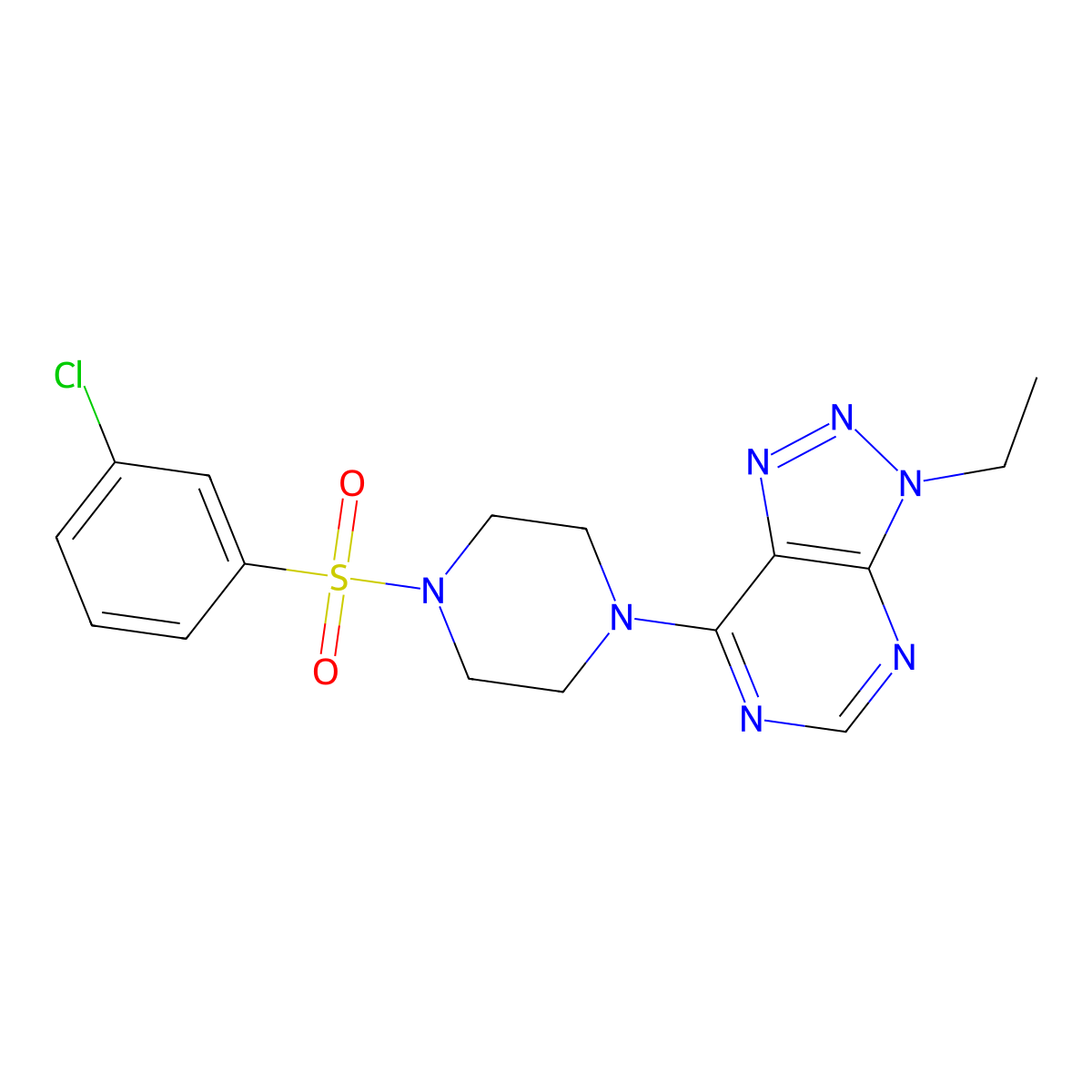 7-(4-((3-chlorophenyl)sulfonyl)piperazin-1-yl)-3-ethyl-3H-[1,2,3]triazolo[4,5-d]pyrimidine molecular structure, CAS 1058205-75-6