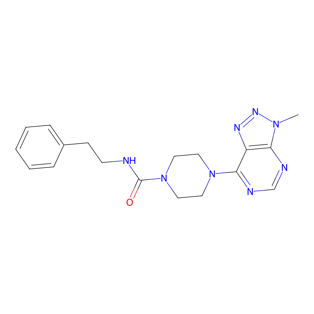 4-{3-methyl-3H-[1,2,3]triazolo[4,5-d]pyrimidin-7-yl}-N-(2-phenylethyl)piperazine-1-carboxamide molecular structure, CAS 1058205-84-7