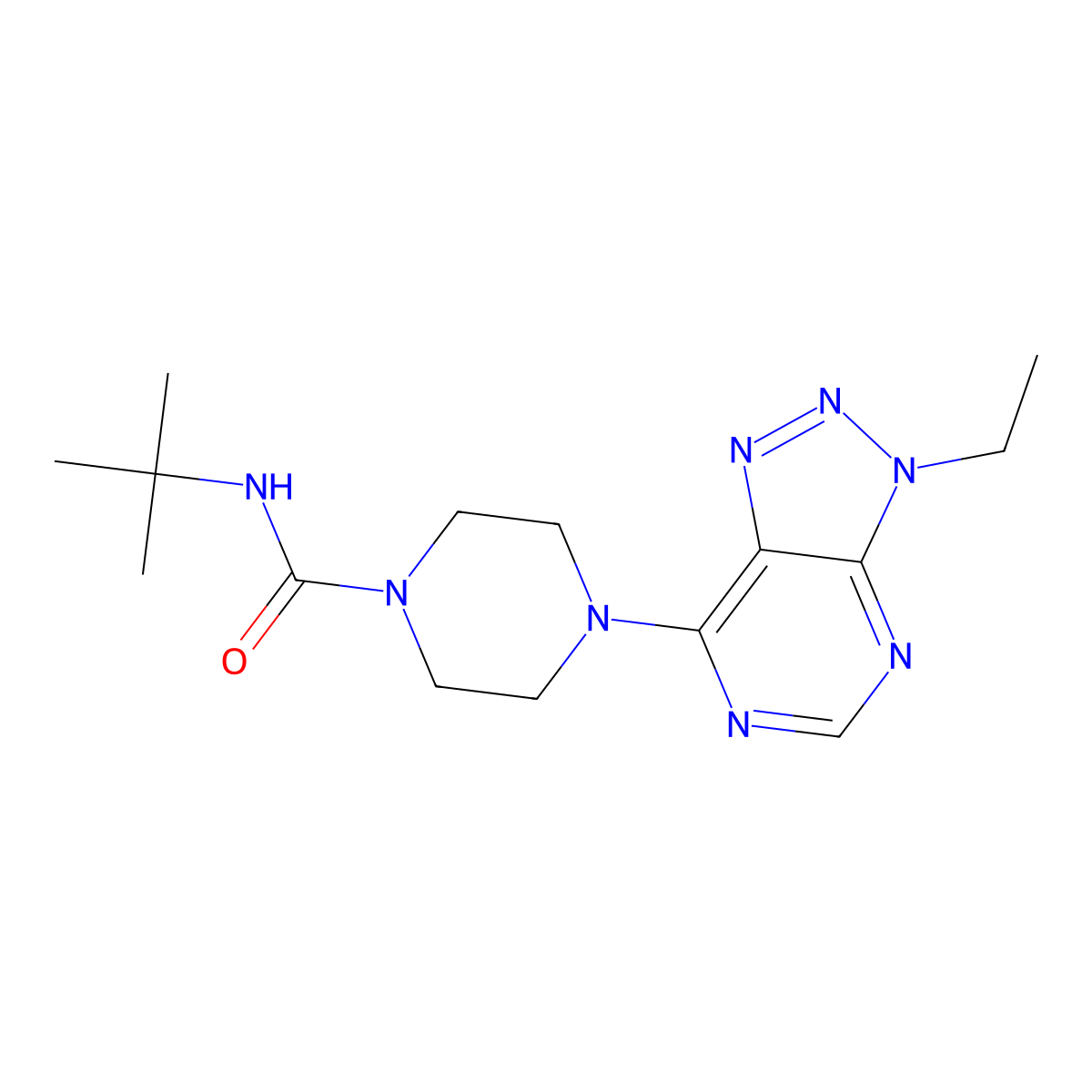 N-tert-butyl-4-{3-ethyl-3H-[1,2,3]triazolo[4,5-d]pyrimidin-7-yl}piperazine-1-carboxamide molecular structure, CAS 1058205-92-7