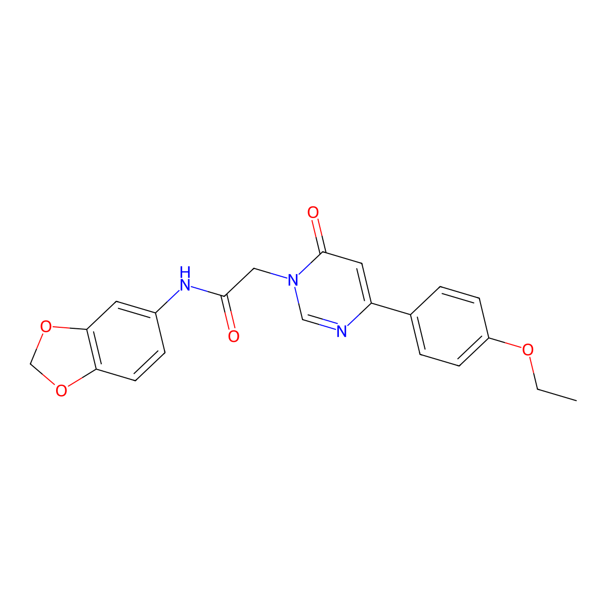N-(2H-1,3-benzodioxol-5-yl)-2-[4-(4-ethoxyphenyl)-6-oxo-1,6-dihydropyrimidin-1-yl]acetamide molecular structure, CAS 1058207-72-9