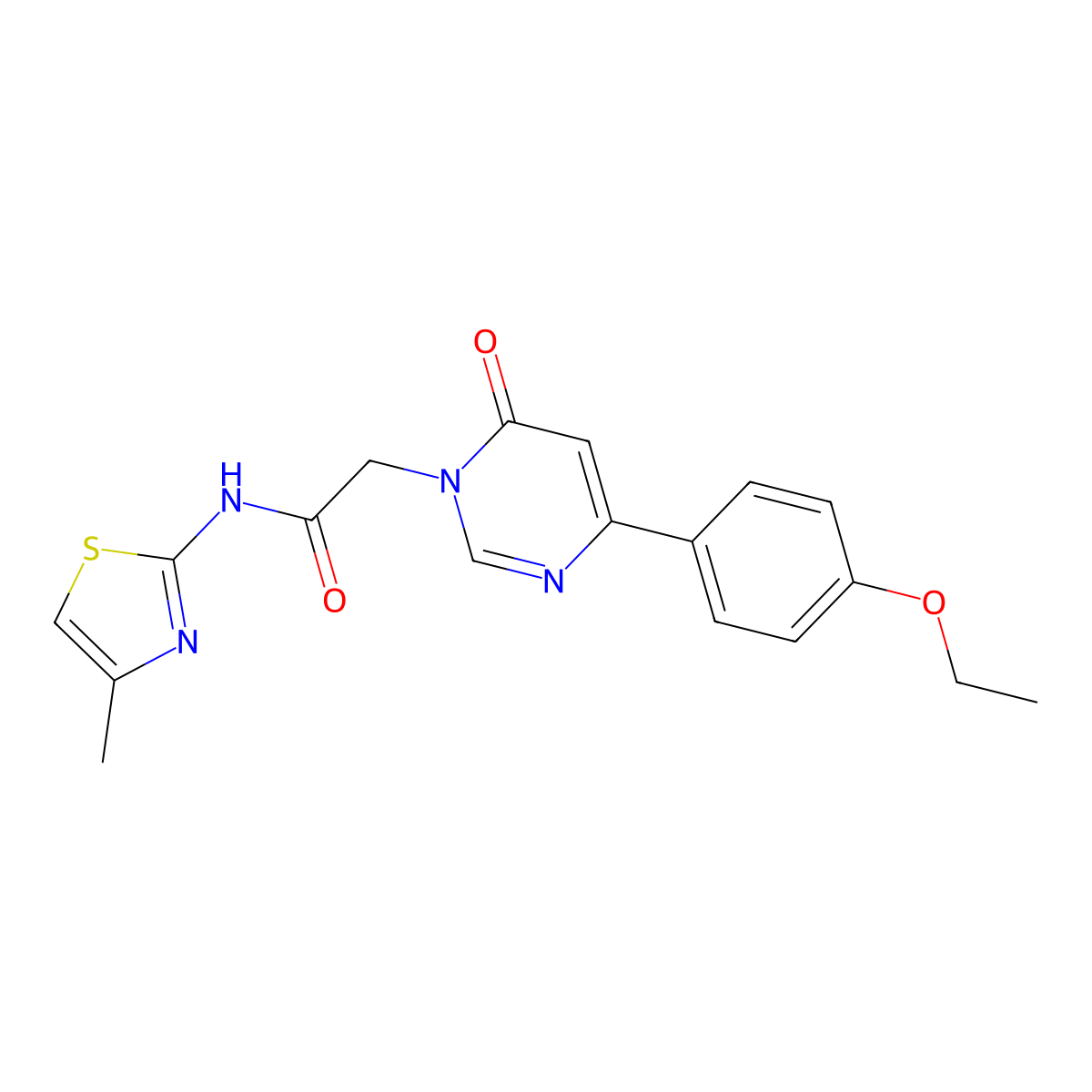 2-[4-(4-ethoxyphenyl)-6-oxo-1,6-dihydropyrimidin-1-yl]-N-(4-methyl-1,3-thiazol-2-yl)acetamide molecular structure, CAS 1058207-76-3