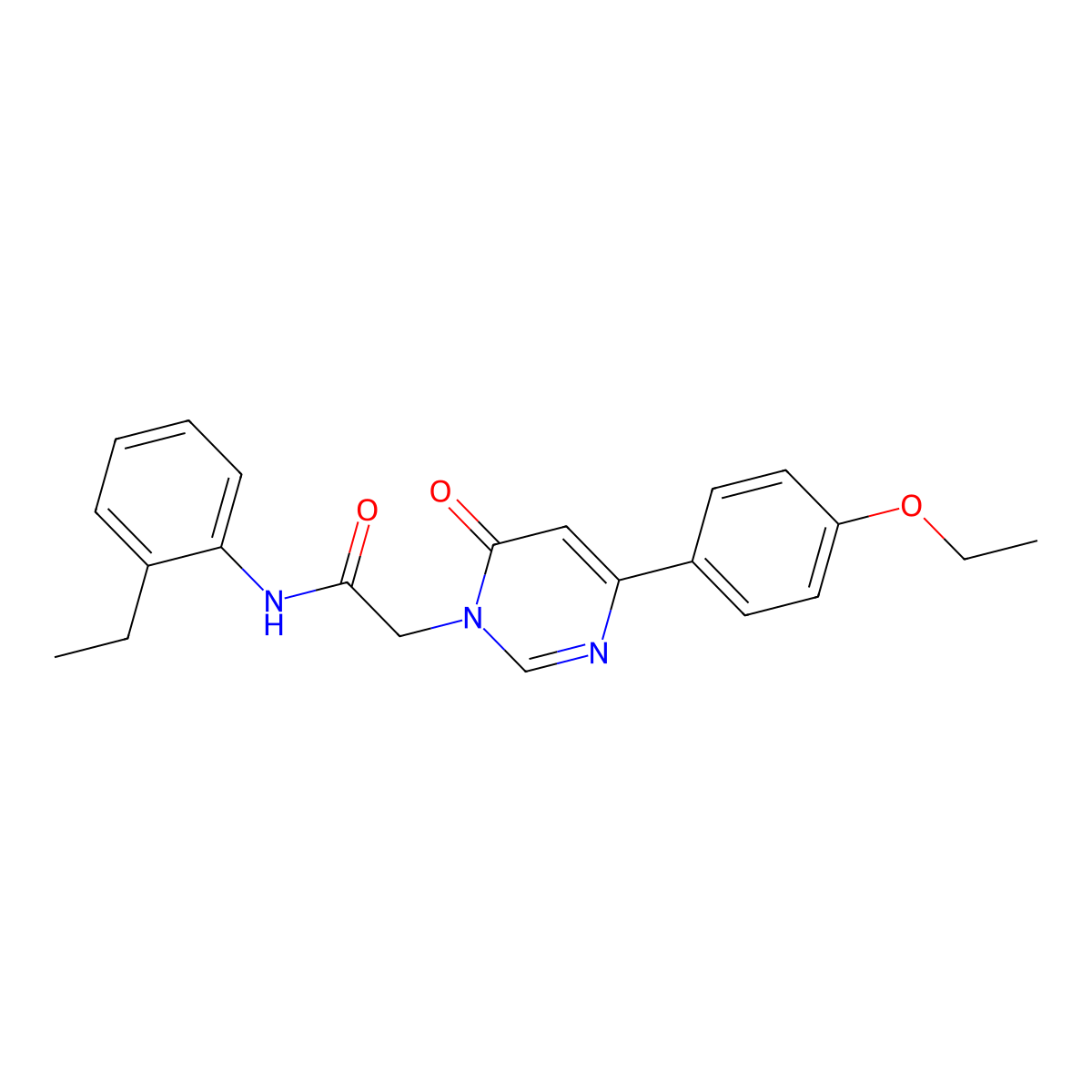 2-[4-(4-ethoxyphenyl)-6-oxo-1,6-dihydropyrimidin-1-yl]-N-(2-ethylphenyl)acetamide molecular structure, CAS 1058207-83-2