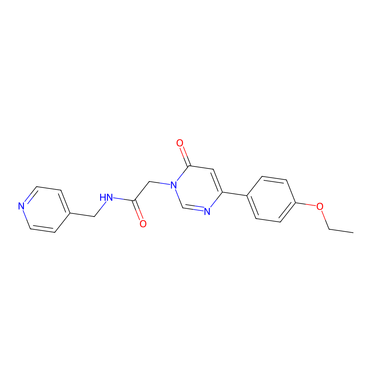 2-[4-(4-ethoxyphenyl)-6-oxo-1,6-dihydropyrimidin-1-yl]-N-[(pyridin-4-yl)methyl]acetamide molecular structure, CAS 1058207-86-5
