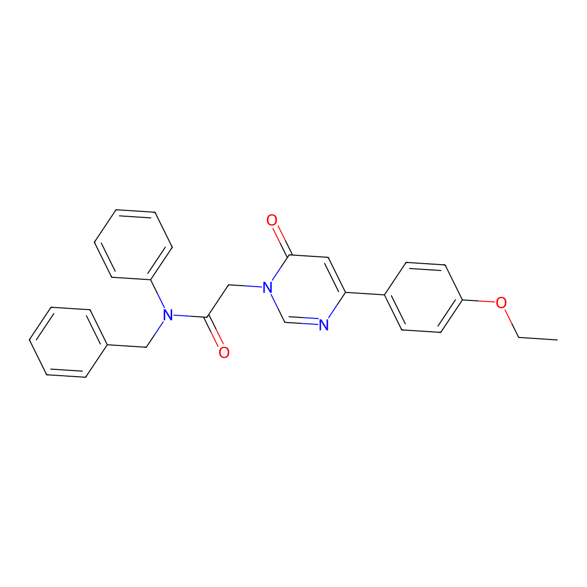 N-benzyl-2-(4-(4-ethoxyphenyl)-6-oxopyrimidin-1(6H)-yl)-N-phenylacetamide molecular structure, CAS 1058207-94-5