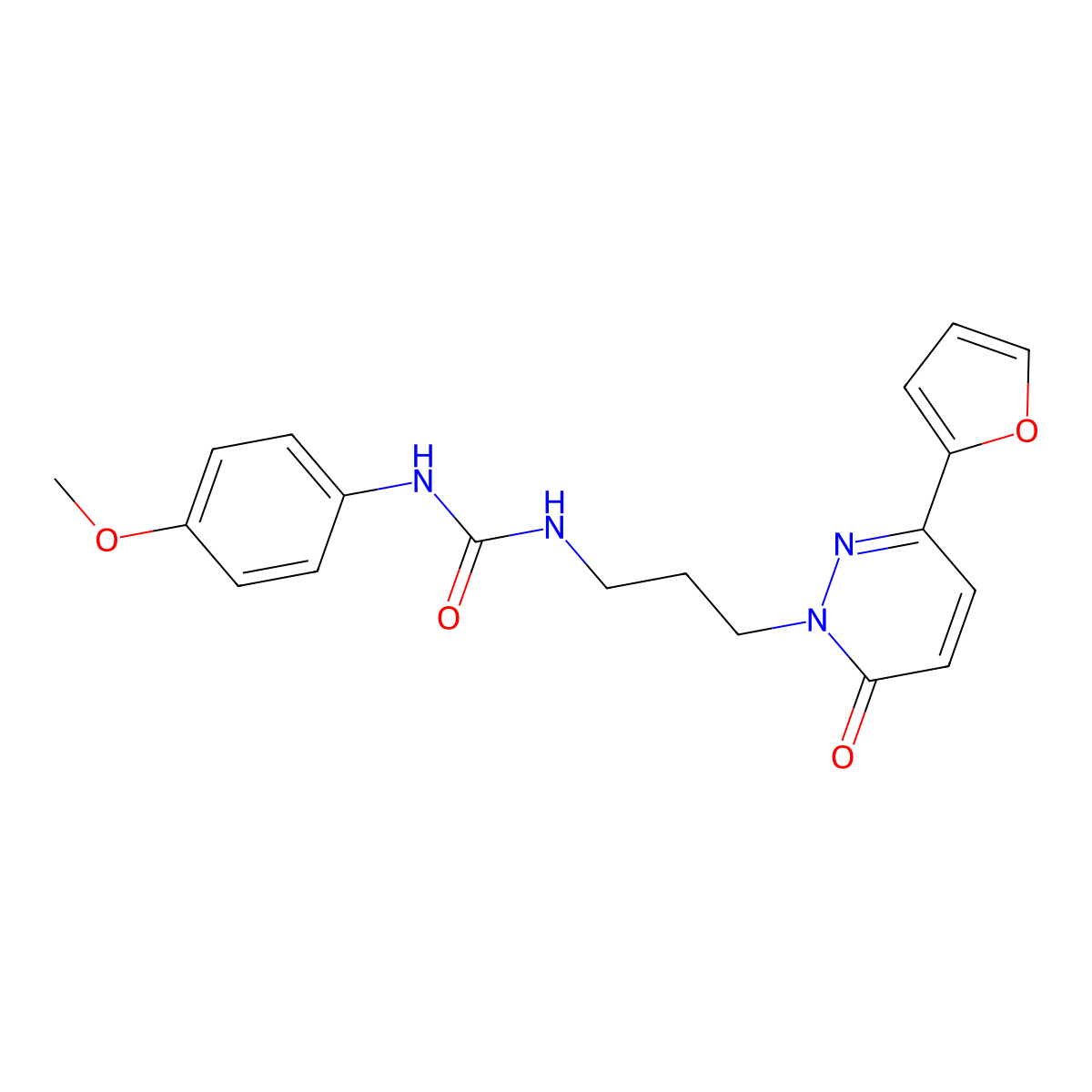 1-(3-(3-(furan-2-yl)-6-oxopyridazin-1(6H)-yl)propyl)-3-(4-methoxyphenyl)urea molecular structure, CAS 1058208-08-4