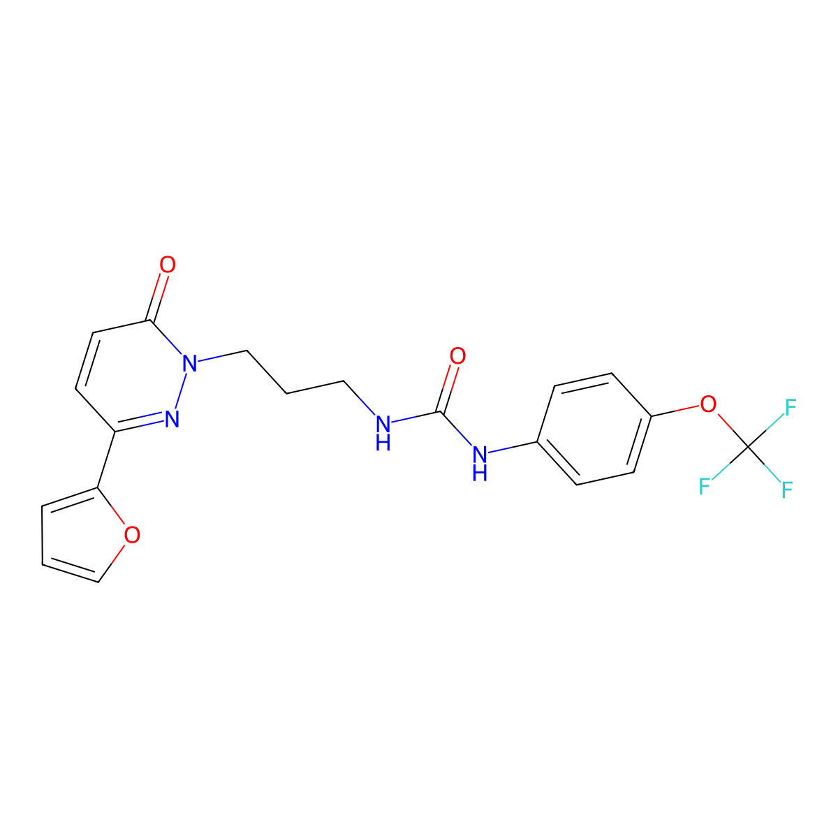 3-{3-[3-(Furan-2-yl)-6-oxo-1,6-dihydropyridazin-1-yl]propyl}-1-[4-(trifluoromethoxy)phenyl]urea molecular structure, CAS 1058208-15-3
