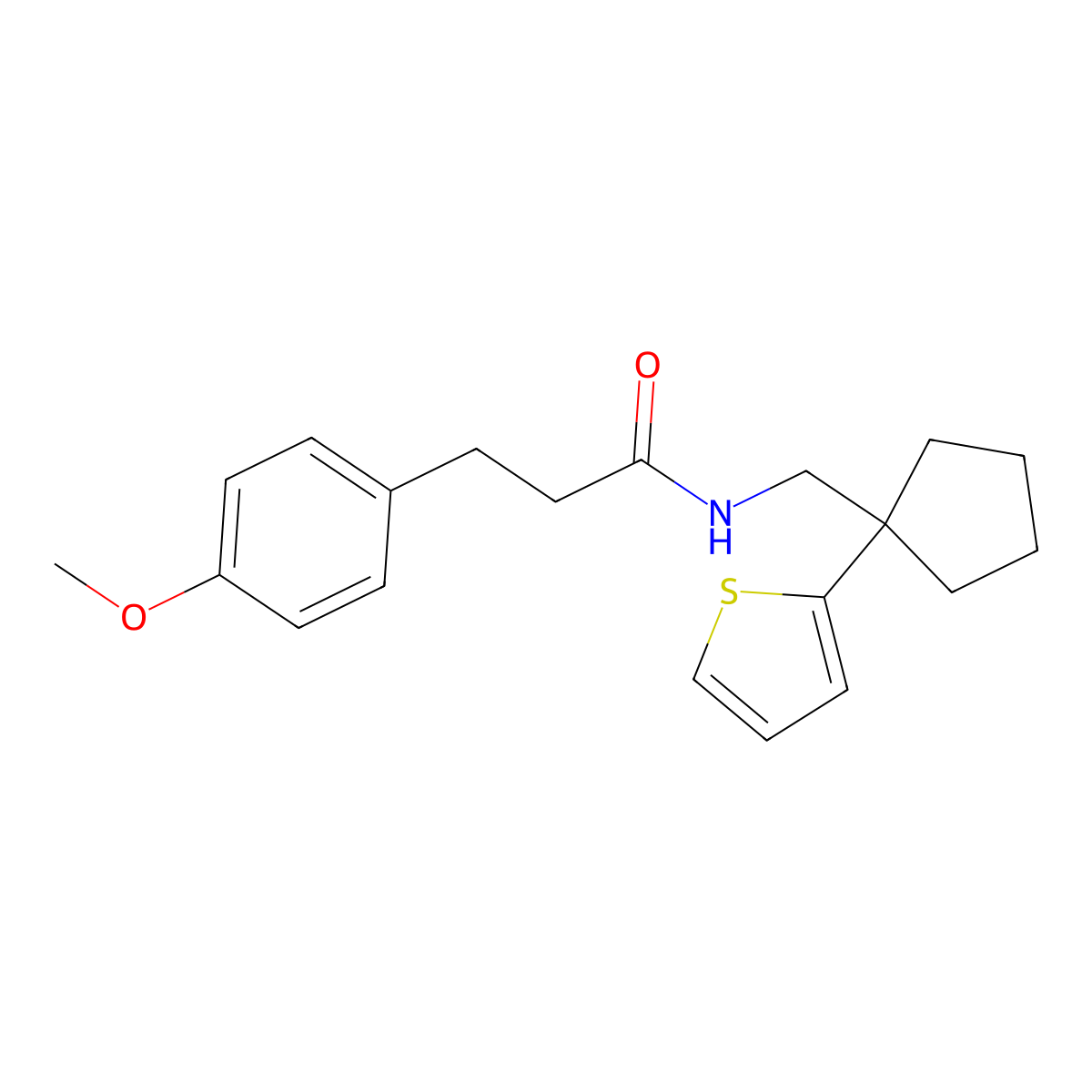 3-(4-methoxyphenyl)-N-{[1-(thiophen-2-yl)cyclopentyl]methyl}propanamide molecular structure, CAS 1058208-70-0