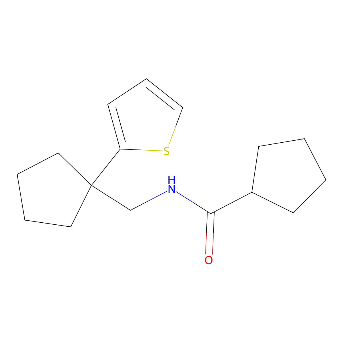 N-{[1-(thiophen-2-yl)cyclopentyl]methyl}cyclopentanecarboxamide molecular structure, CAS 1058208-74-4