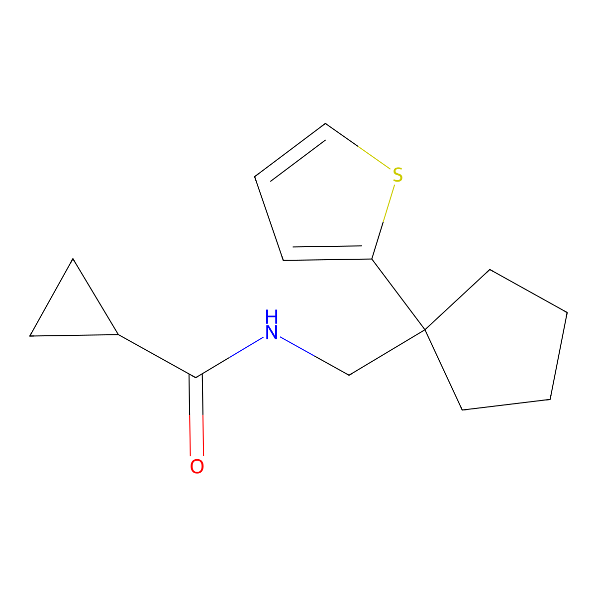 N-{[1-(thiophen-2-yl)cyclopentyl]methyl}cyclopropanecarboxamide molecular structure, CAS 1058208-75-5