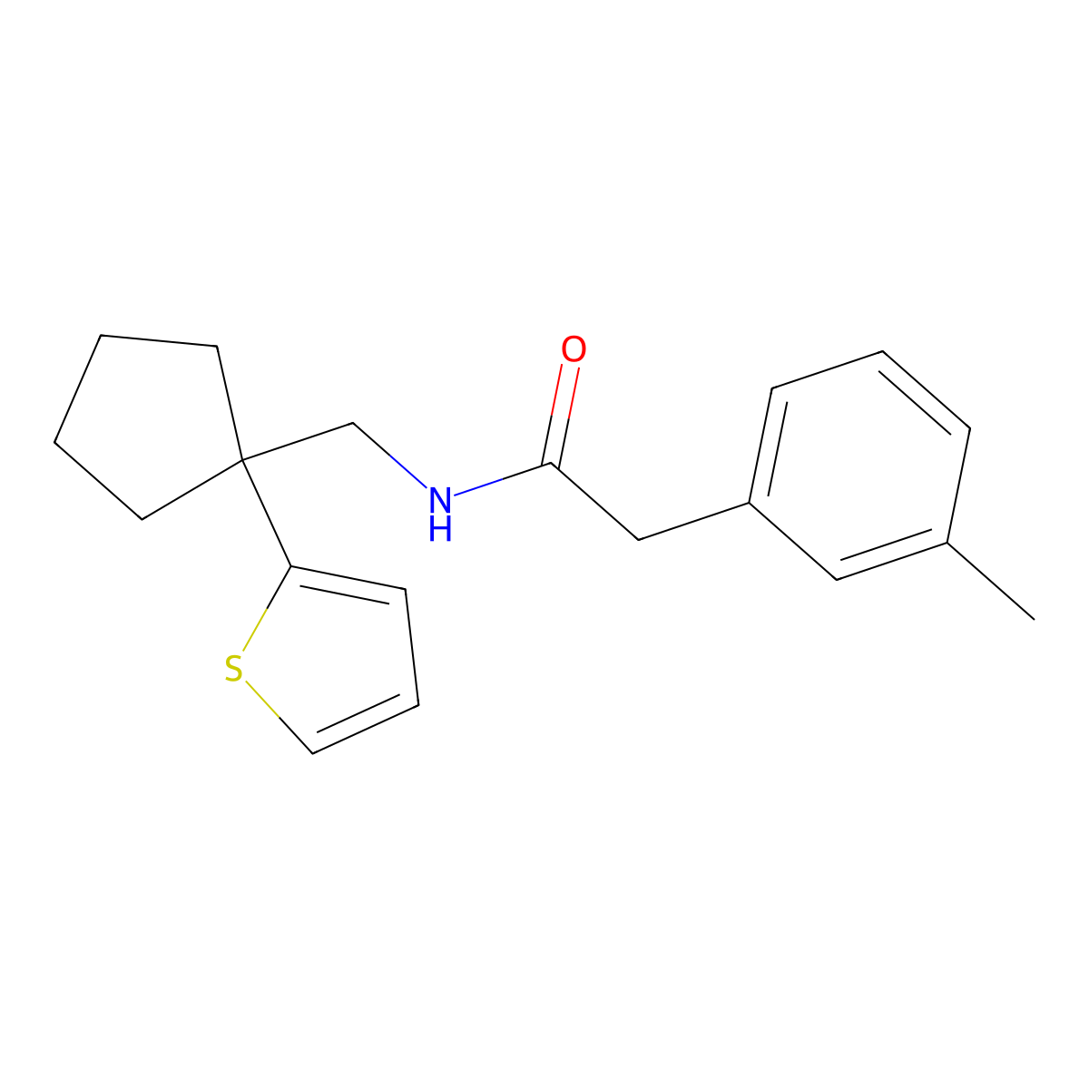 N-((1-(thiophen-2-yl)cyclopentyl)methyl)-2-(m-tolyl)acetamide molecular structure, CAS 1058208-83-5