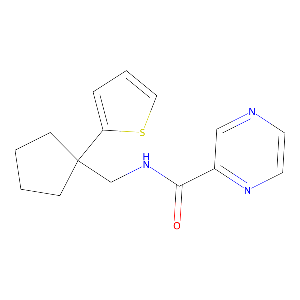 N-{[1-(thiophen-2-yl)cyclopentyl]methyl}pyrazine-2-carboxamide molecular structure, CAS 1058208-88-0
