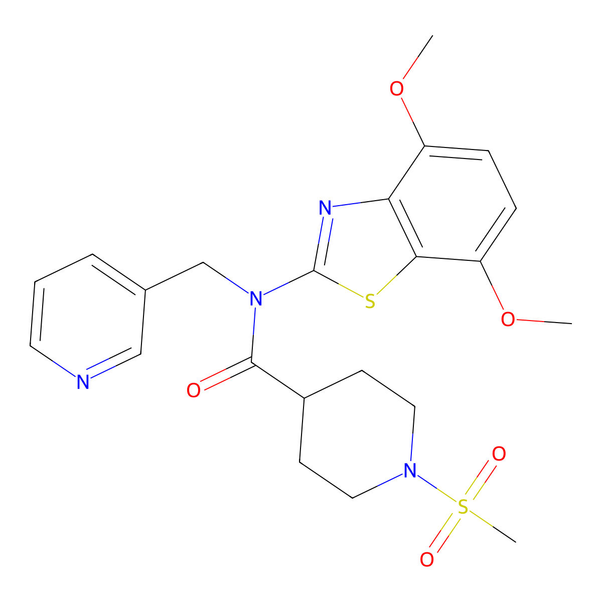 N-(4,7-dimethoxybenzo[d]thiazol-2-yl)-1-(methylsulfonyl)-N-(pyridin-3-ylmethyl)piperidine-4-carboxamide molecular structure, CAS 1058210-90-4