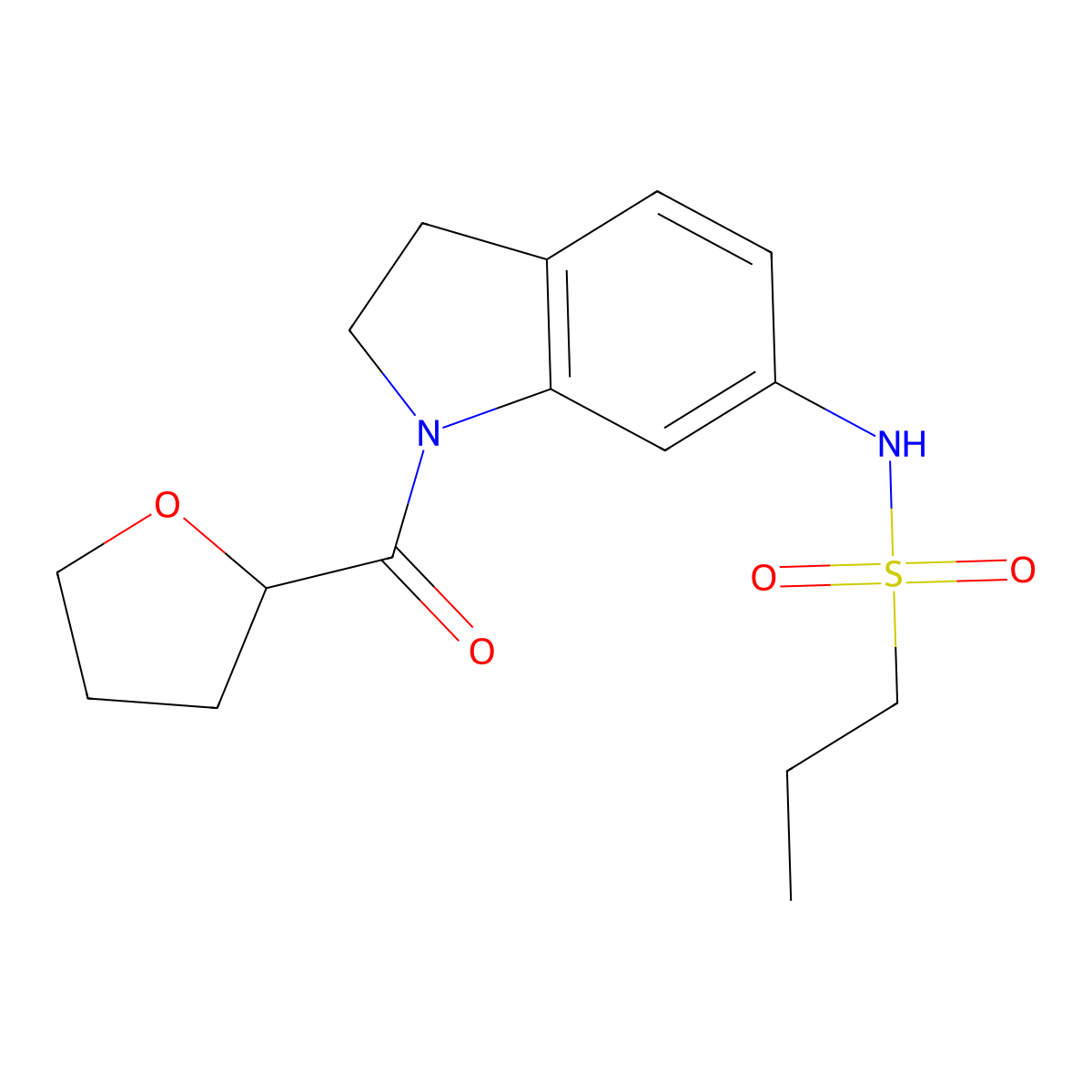 N-(1-(tetrahydrofuran-2-carbonyl)indolin-6-yl)propane-1-sulfonamide molecular structure, CAS 1058212-66-0