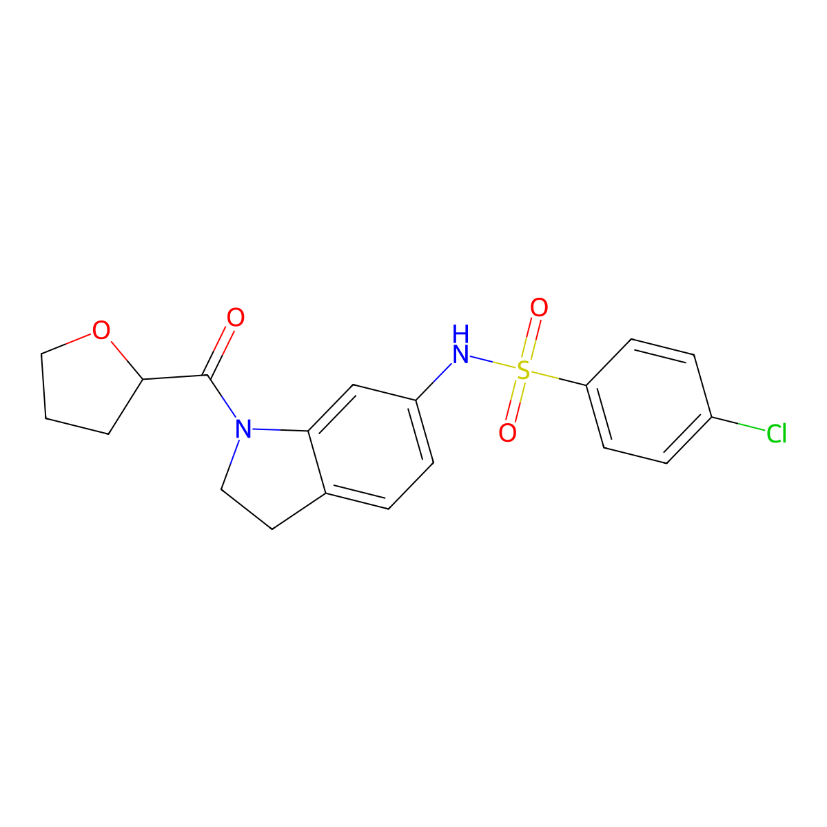 4-chloro-N-(1-(tetrahydrofuran-2-carbonyl)indolin-6-yl)benzenesulfonamide molecular structure, CAS 1058212-72-8