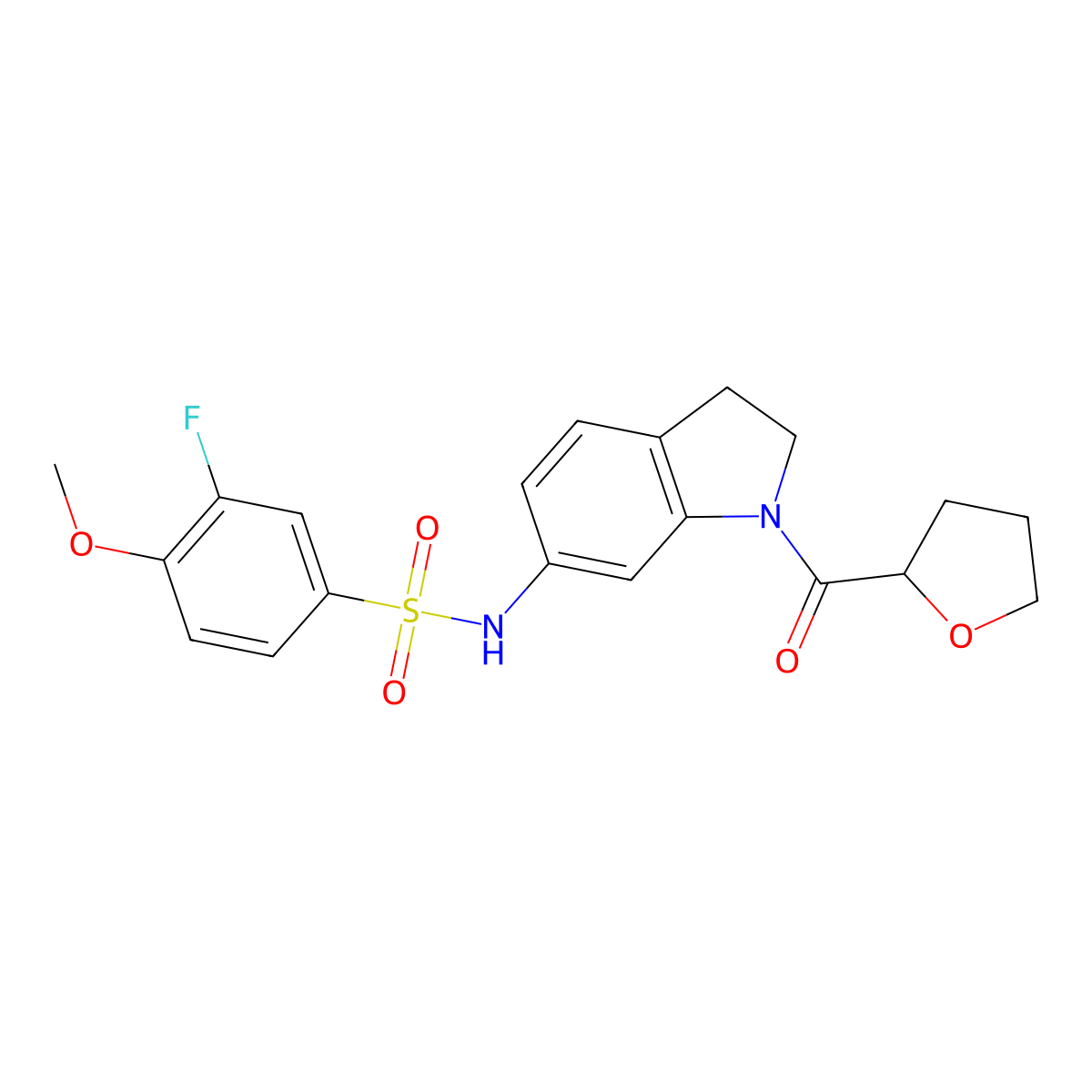 3-fluoro-4-methoxy-N-(1-(tetrahydrofuran-2-carbonyl)indolin-6-yl)benzenesulfonamide molecular structure, CAS 1058212-77-3