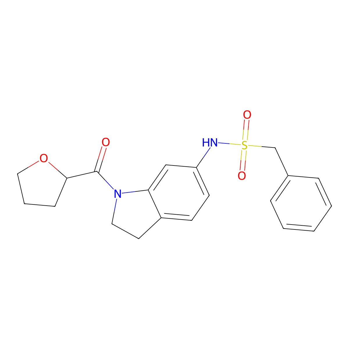 1-phenyl-N-(1-(tetrahydrofuran-2-carbonyl)indolin-6-yl)methanesulfonamide molecular structure, CAS 1058212-89-7