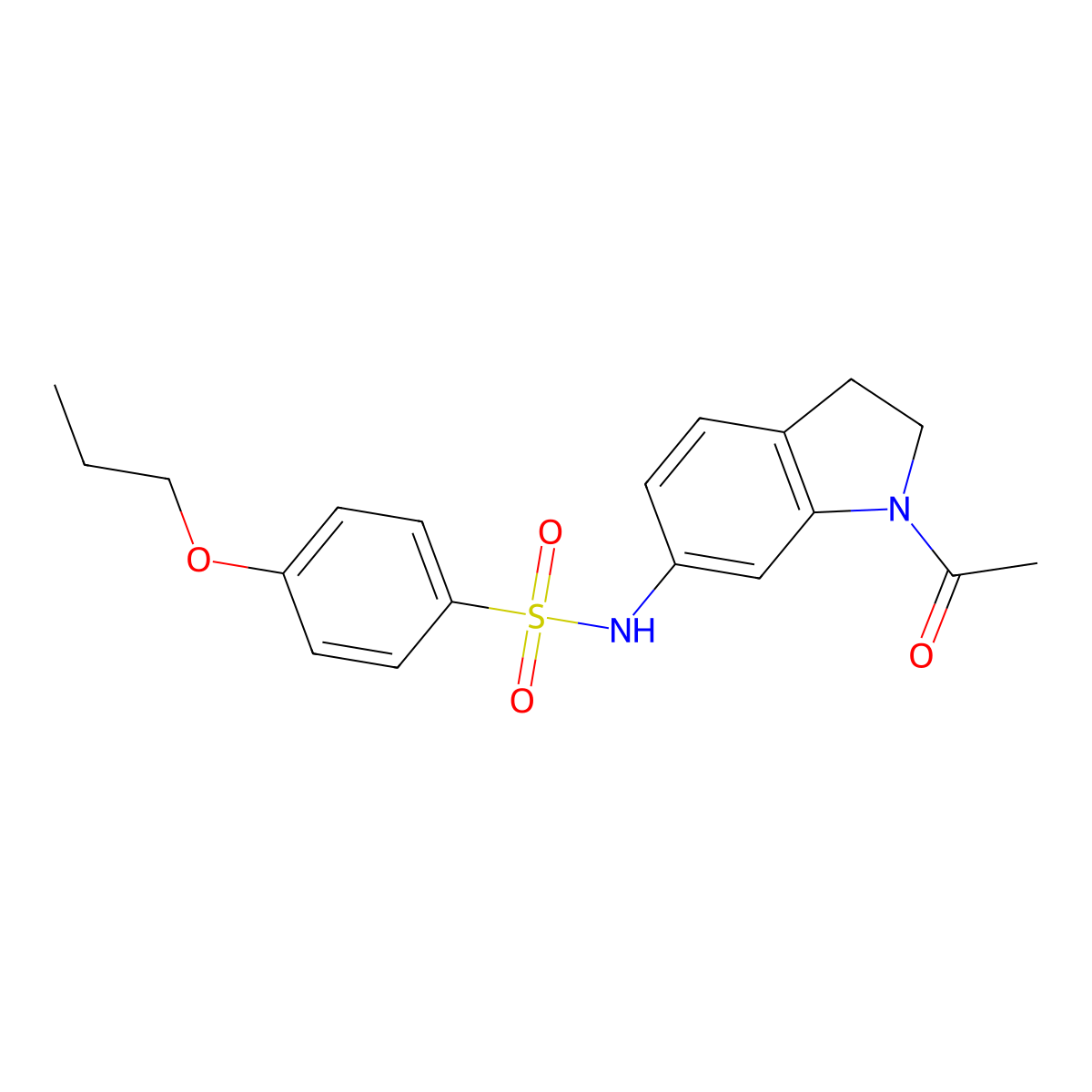 N-(1-acetylindolin-6-yl)-4-propoxybenzenesulfonamide molecular structure, CAS 1058213-43-6