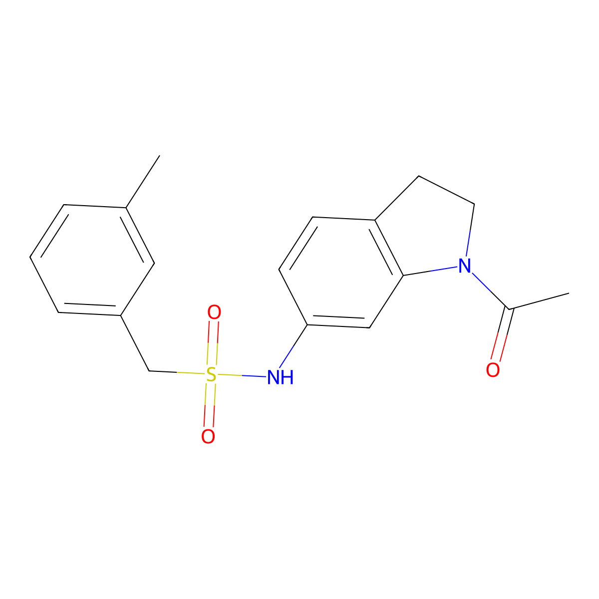 N-(1-acetyl-2,3-dihydro-1H-indol-6-yl)-1-(3-methylphenyl)methanesulfonamide molecular structure, CAS 1058213-45-8