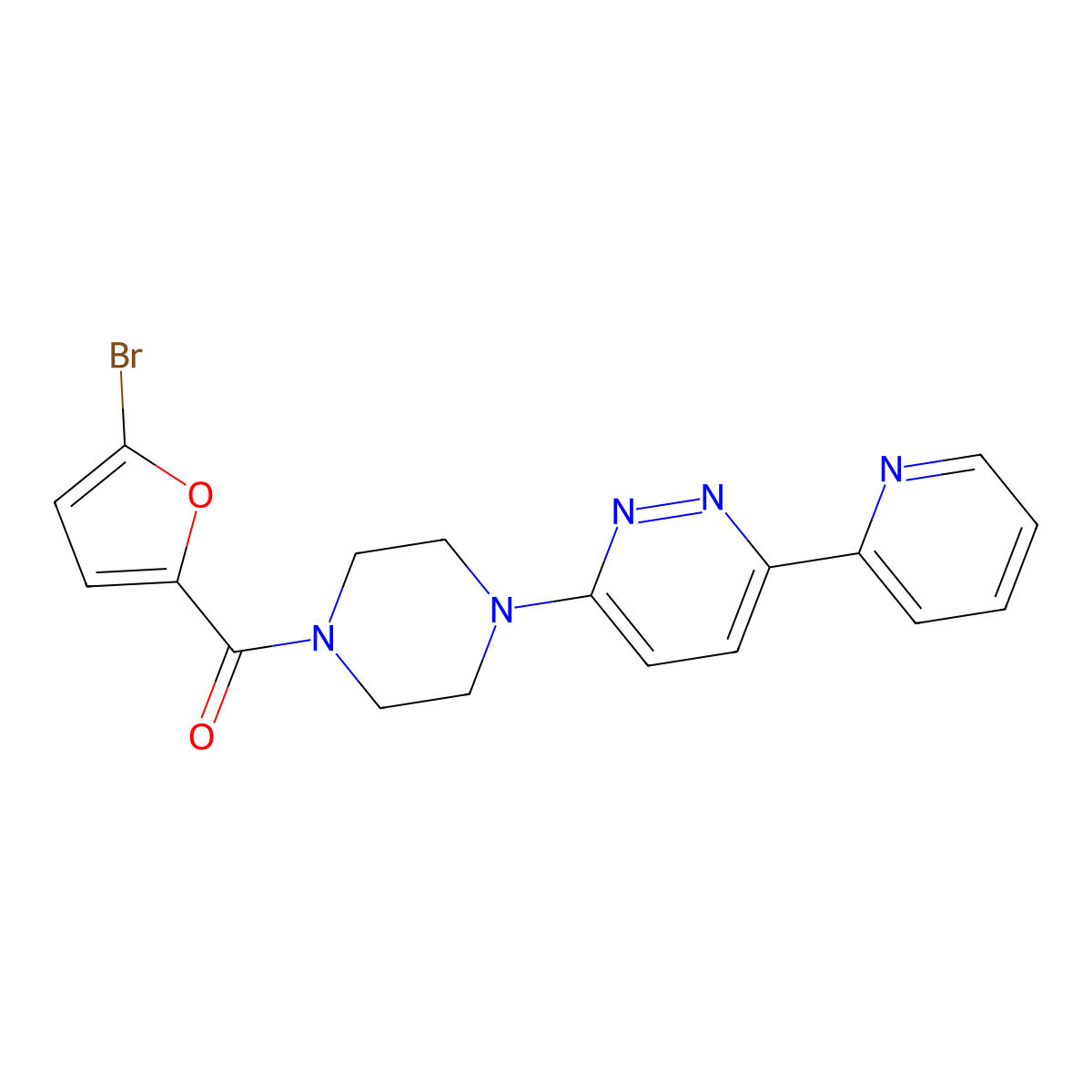 (5-Bromofuran-2-yl)(4-(6-(pyridin-2-yl)pyridazin-3-yl)piperazin-1-yl)methanone molecular structure, CAS 1058214-27-9