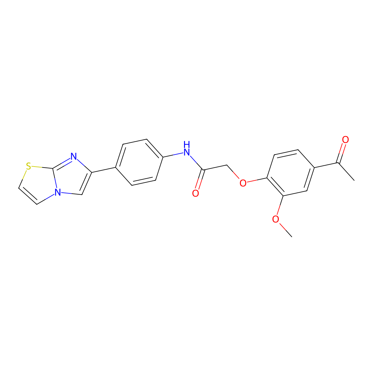 2-(4-acetyl-2-methoxyphenoxy)-N-(4-(imidazo[2,1-b]thiazol-6-yl)phenyl)acetamide molecular structure, CAS 1058215-77-2